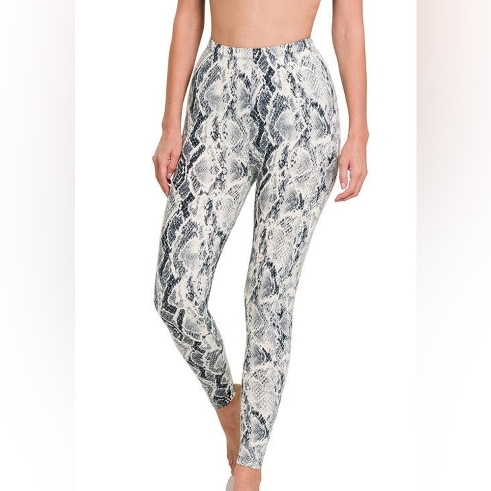 BRUSHED MICROFIBER SNAKESKIN LEGGINGS